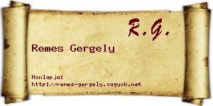 Remes Gergely névjegykártya